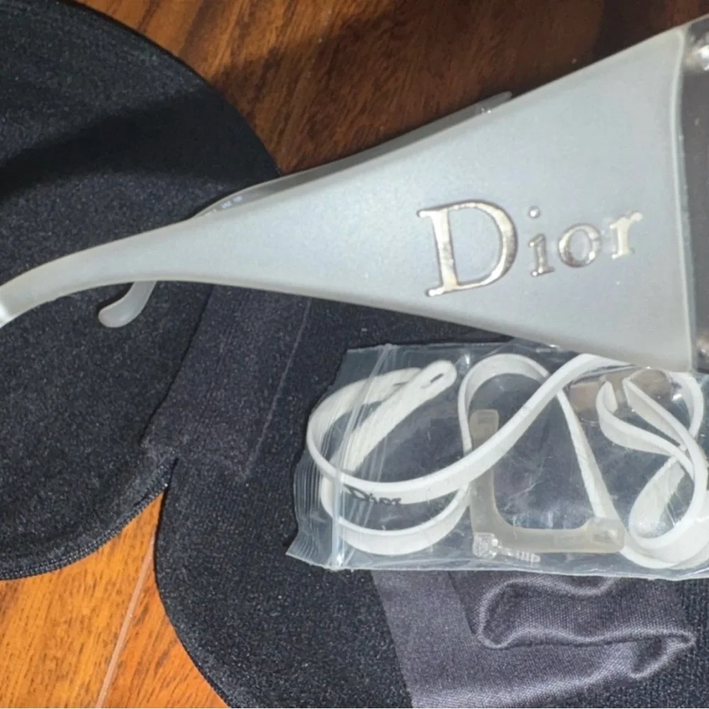Auth RARE DIOR SKI 5 VA2 Shield Sunglass SET Case sport strap opaque white black